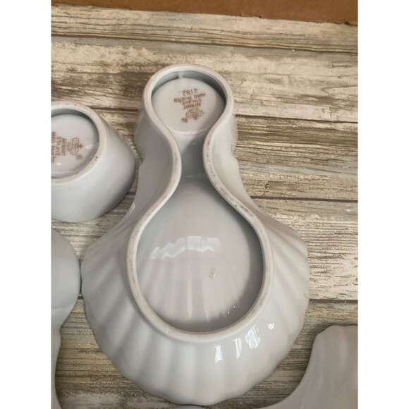 4 X Vintage Arnart 5th Ave Shell Seafood Plates w/ Sauce Cup – Hand Painted MCM - Picture 10 of 13